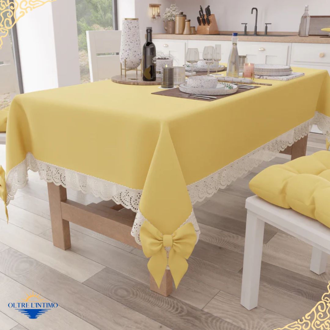 PETTI - Tovaglia da tavola Shabby Chic, Tinta Unita Giallo / X6 (140x180 cm) Tovaglia - Oltre L' intimo